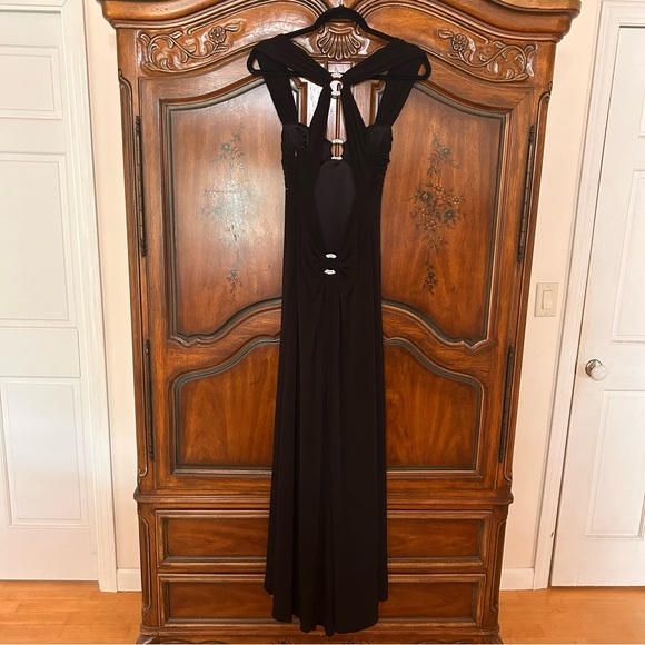 Betsy & Adam ~ new ~ Rhinestone Black Maxi Dress Evening Gown in size 6 - Picture 8 of 16